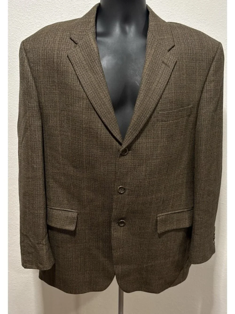 Izod Woolmark Hounds Tooth 100% Wool Blazer Sport Coat Men 43 Regular